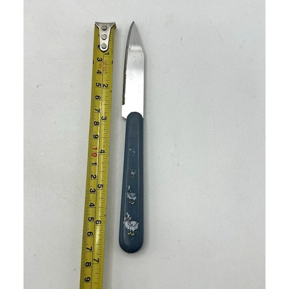 Vintage Country Goose Pairing Knife Blue Handle